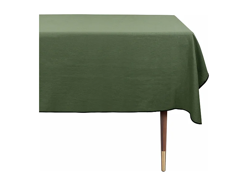 Nappe en coton et lin kaki bourdon noir 250x170cm