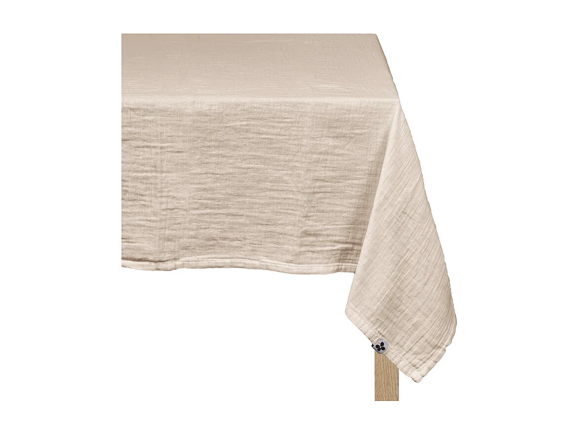Nappe 150 x 250 cm en double gaze de coton gaufrée écru - PEPA