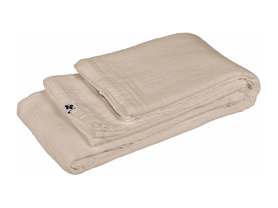 Nappe 150 x 250 cm en double gaze de coton gaufrée écru - PEPA