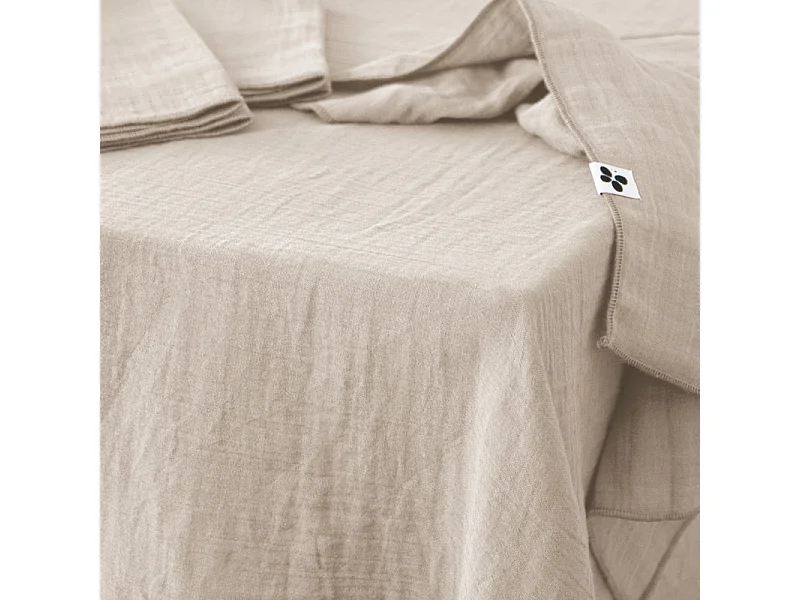 Nappe 150 x 250 cm en double gaze de coton gaufrée écru - PEPA