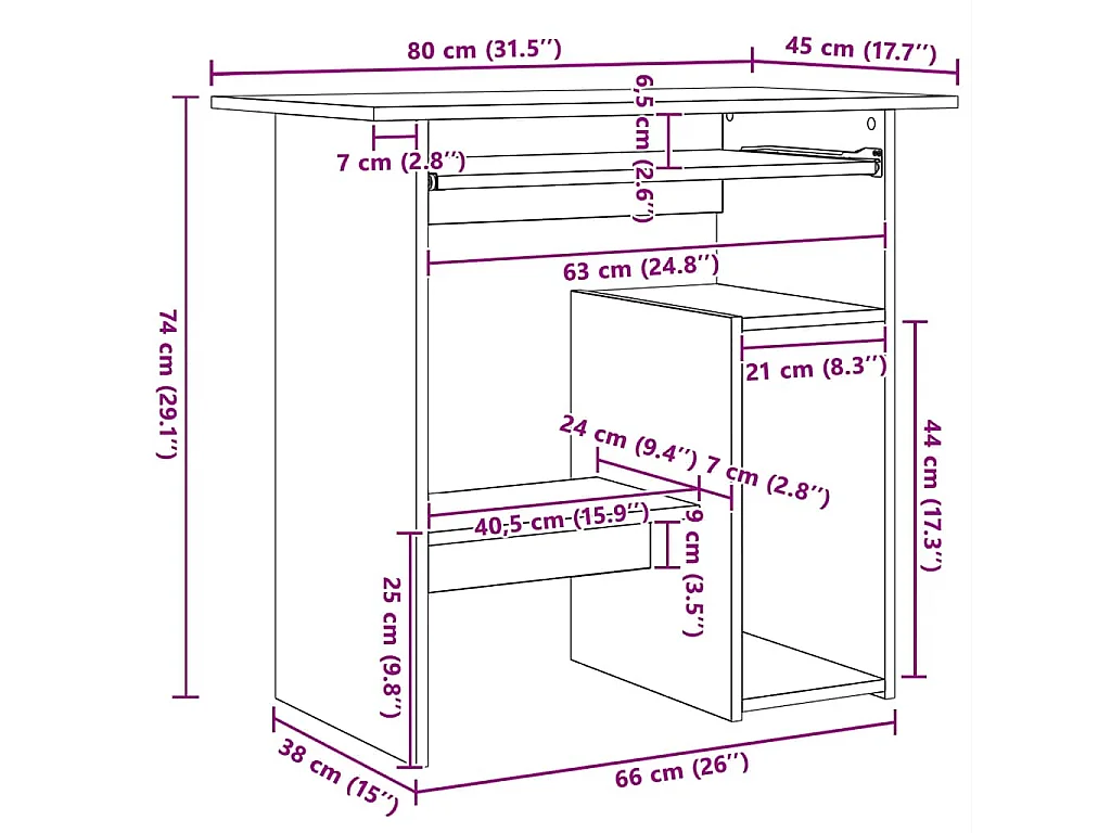 Bureau Noir 80x45x74 cm Bois d’ingénierie