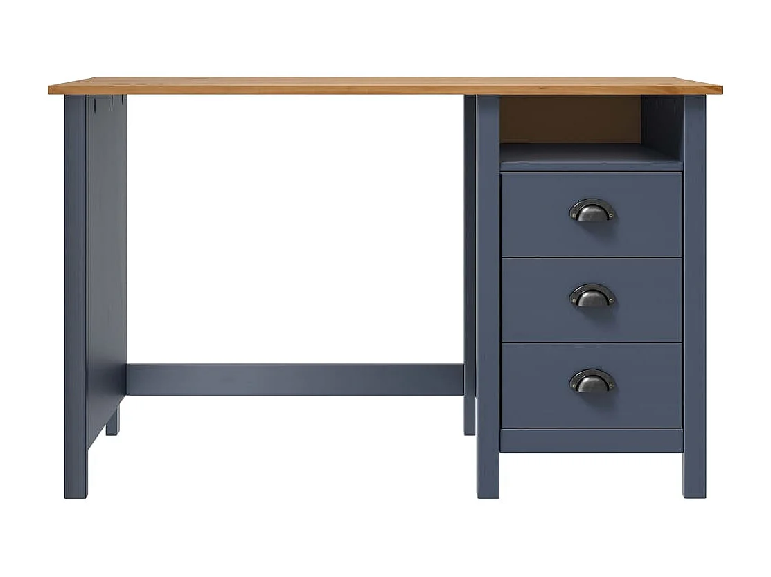 Bureau Hill avec 3 tiroirs Gris 120x50x74 cm Pin solide