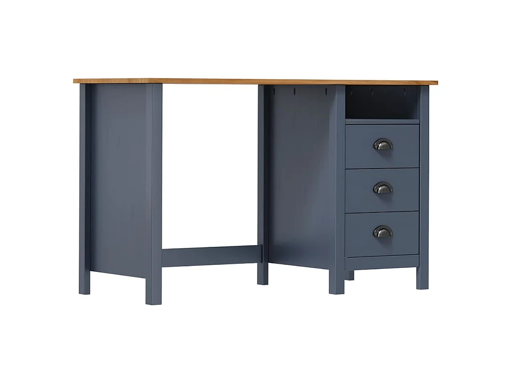 Schreibtisch Hill mit 3 Schubladen Grau 120x50x74cm Kiefernholz