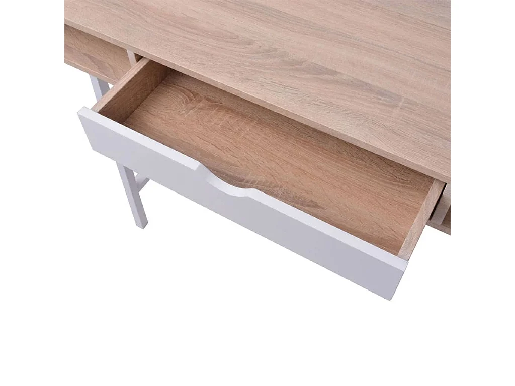 Bureau avec 1 compartiment Chêne et blanc