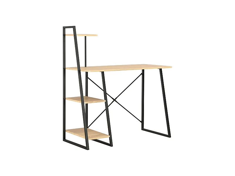 Bureau avec étagère Noir et chêne 102x50x117 cm