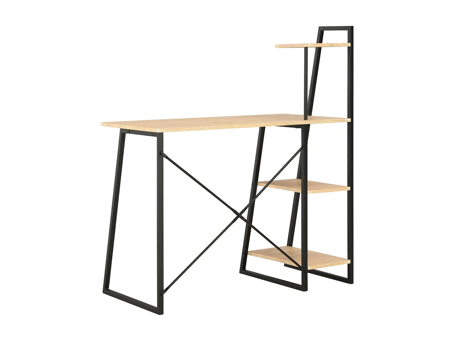 Bureau avec étagère Noir et chêne 102x50x117 cm