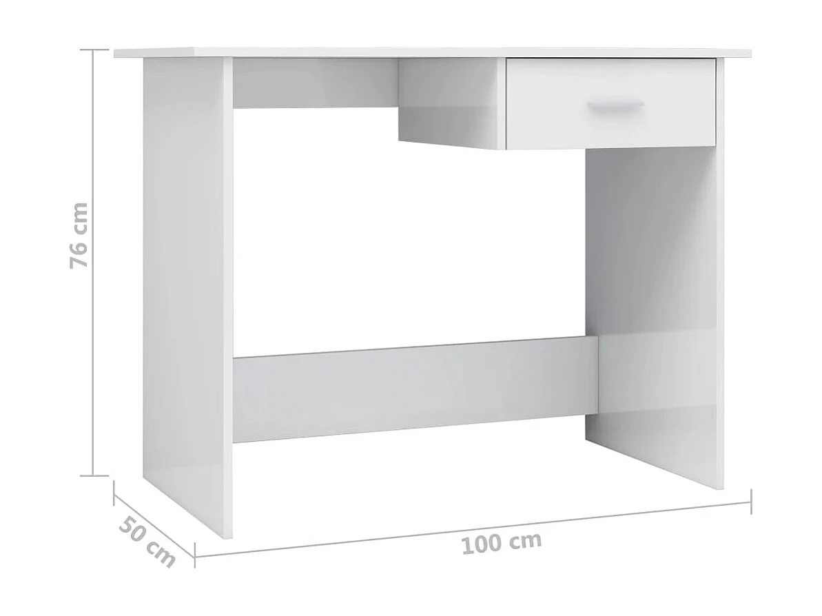 Escritorio de aglomerado blanco brillante 100x50x76 cm