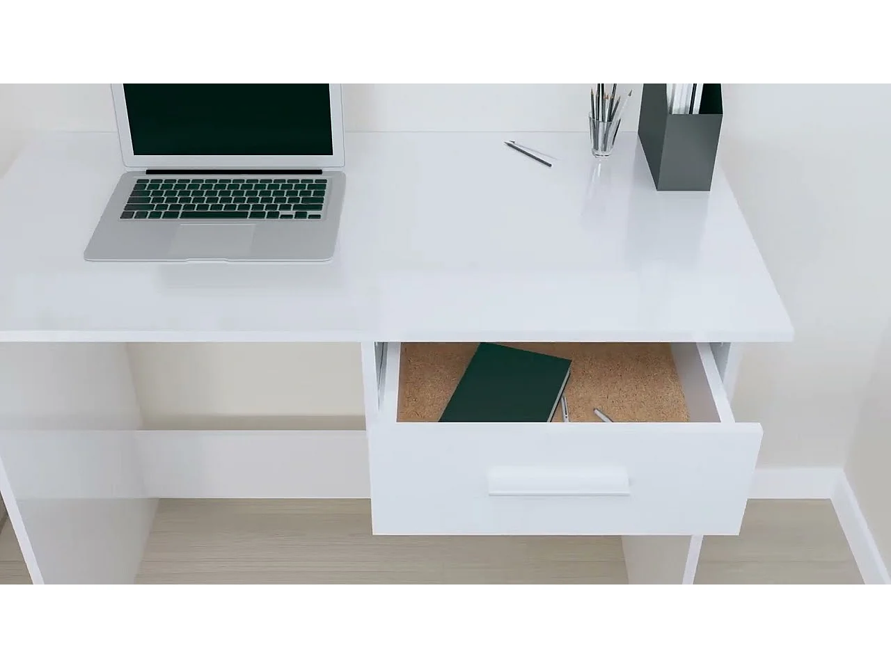 Bureau Blanc brillant 100x50x76 cm Bois d’ingénierie