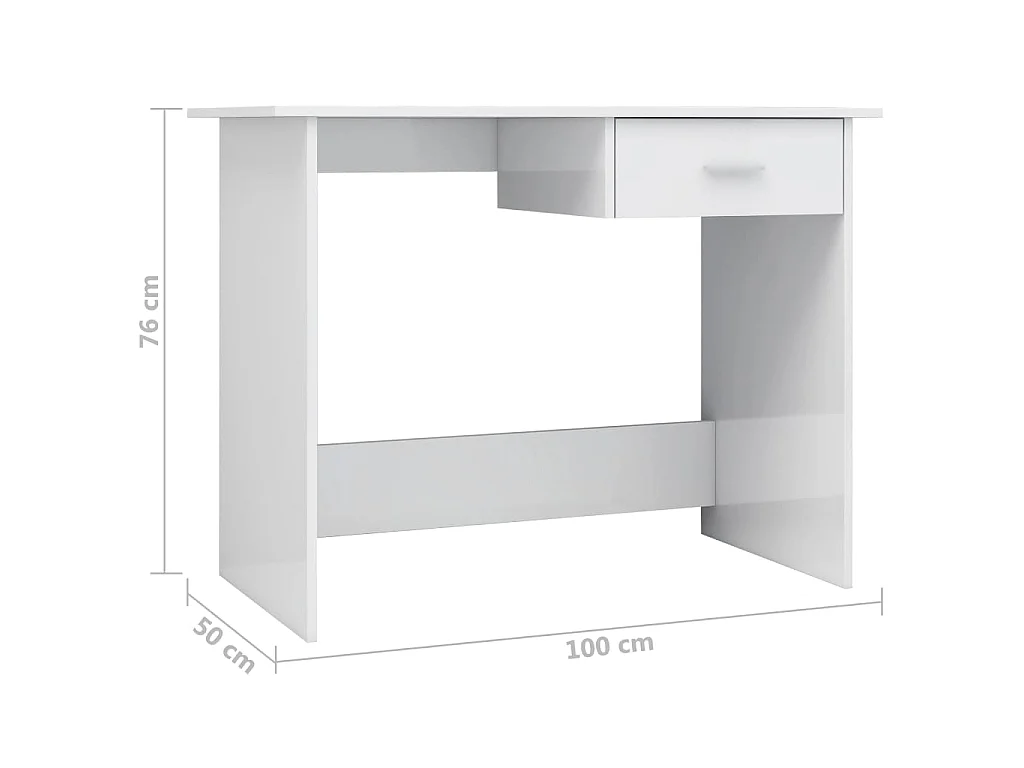 Secretária 100x50x76 cm contraplacado branco brilhante