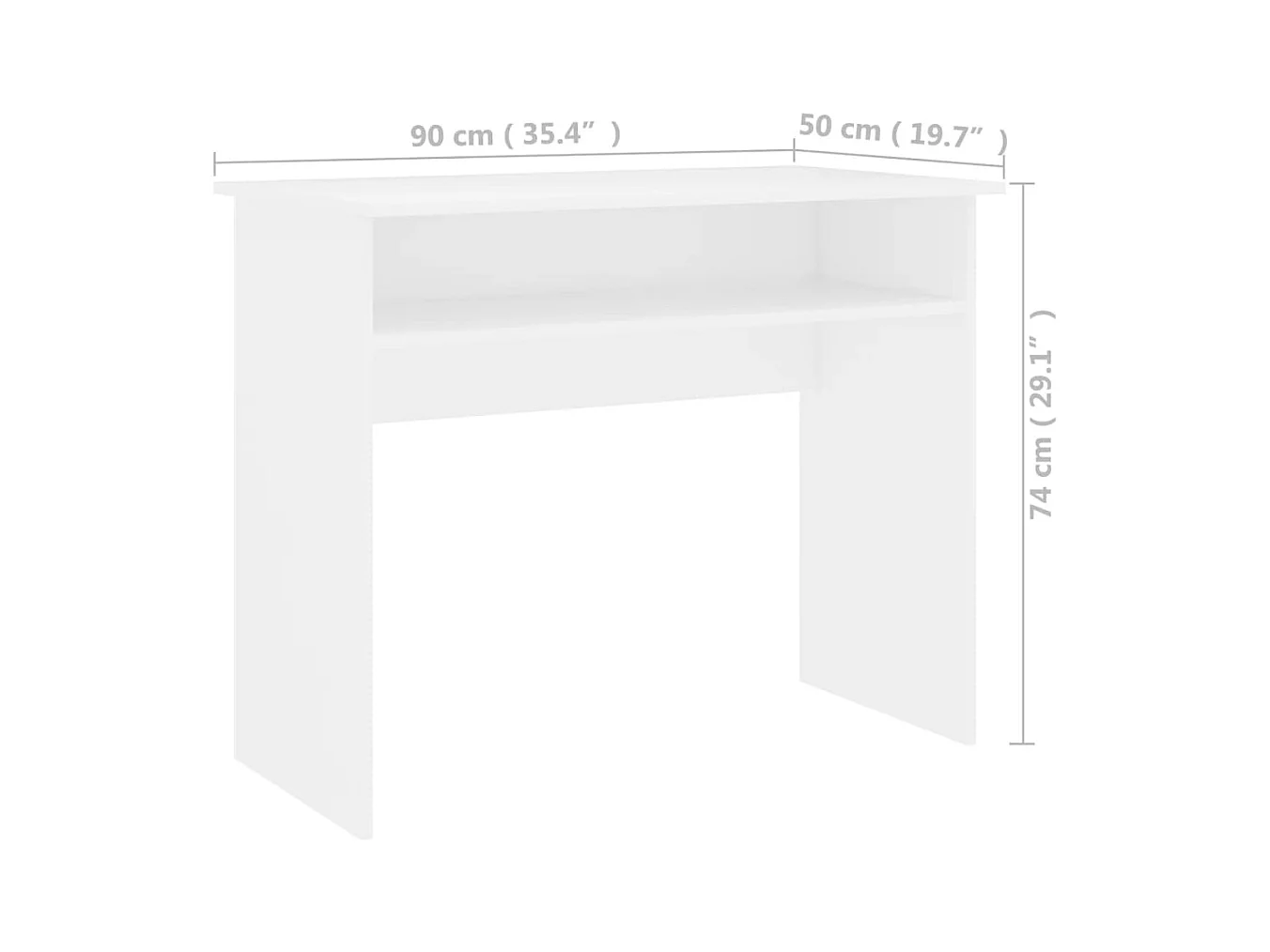 Bureau 90x50x74 cm bewerkt hout wit