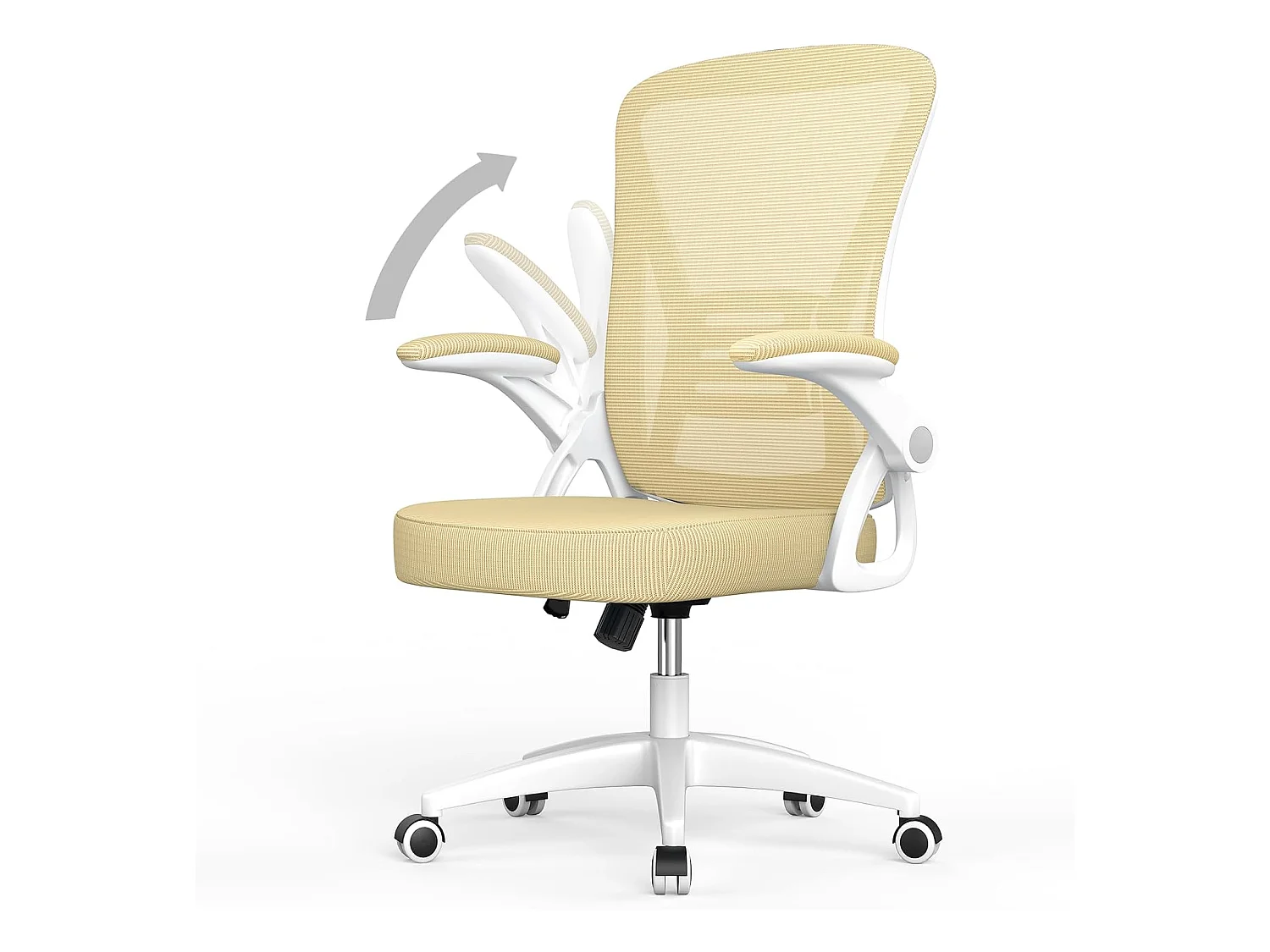 Cadeira de escritório com apoio de braços ajustável-Amarela