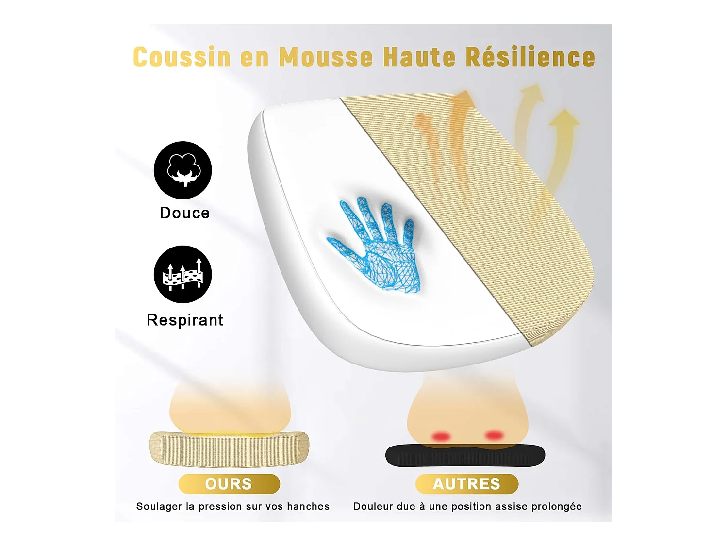 Cadeira de escritório com apoio de braços ajustável-Amarela