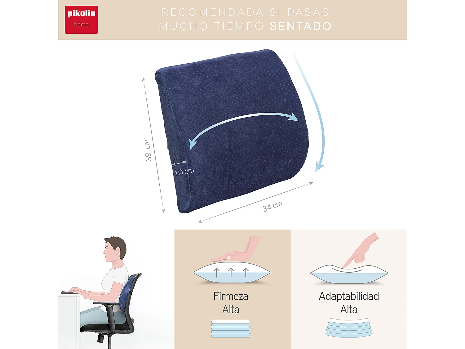 Coussin lombaire viscoélastique ergonomique et adaptable