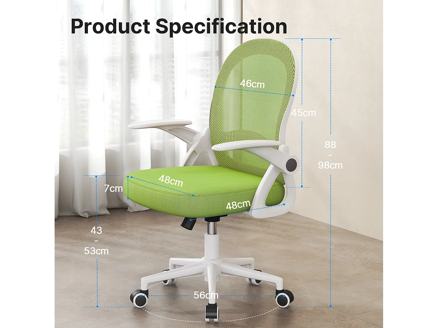 Chaise de Bureau Ergonomique avec Support Lombaire - Vert
