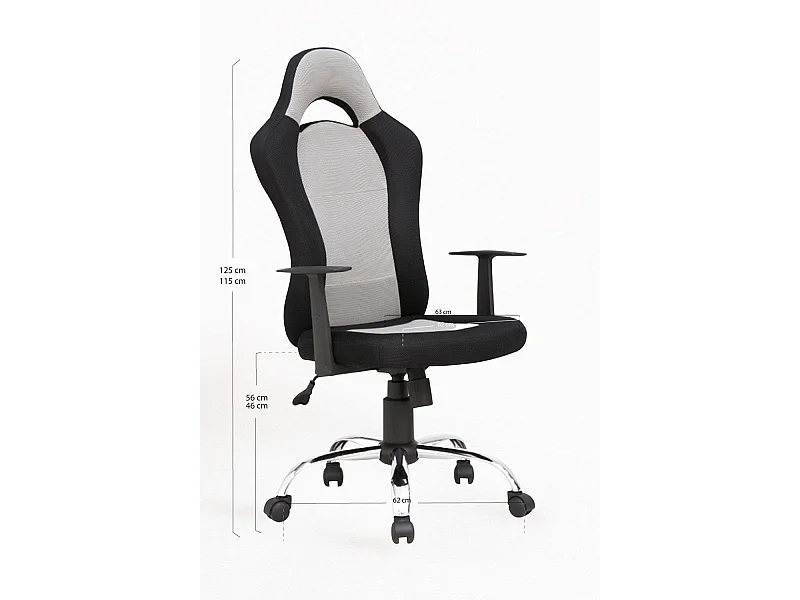 Silla Gaming Laky - Gris - Máxima Ergonomía - Ideal para sesiones de Gaming