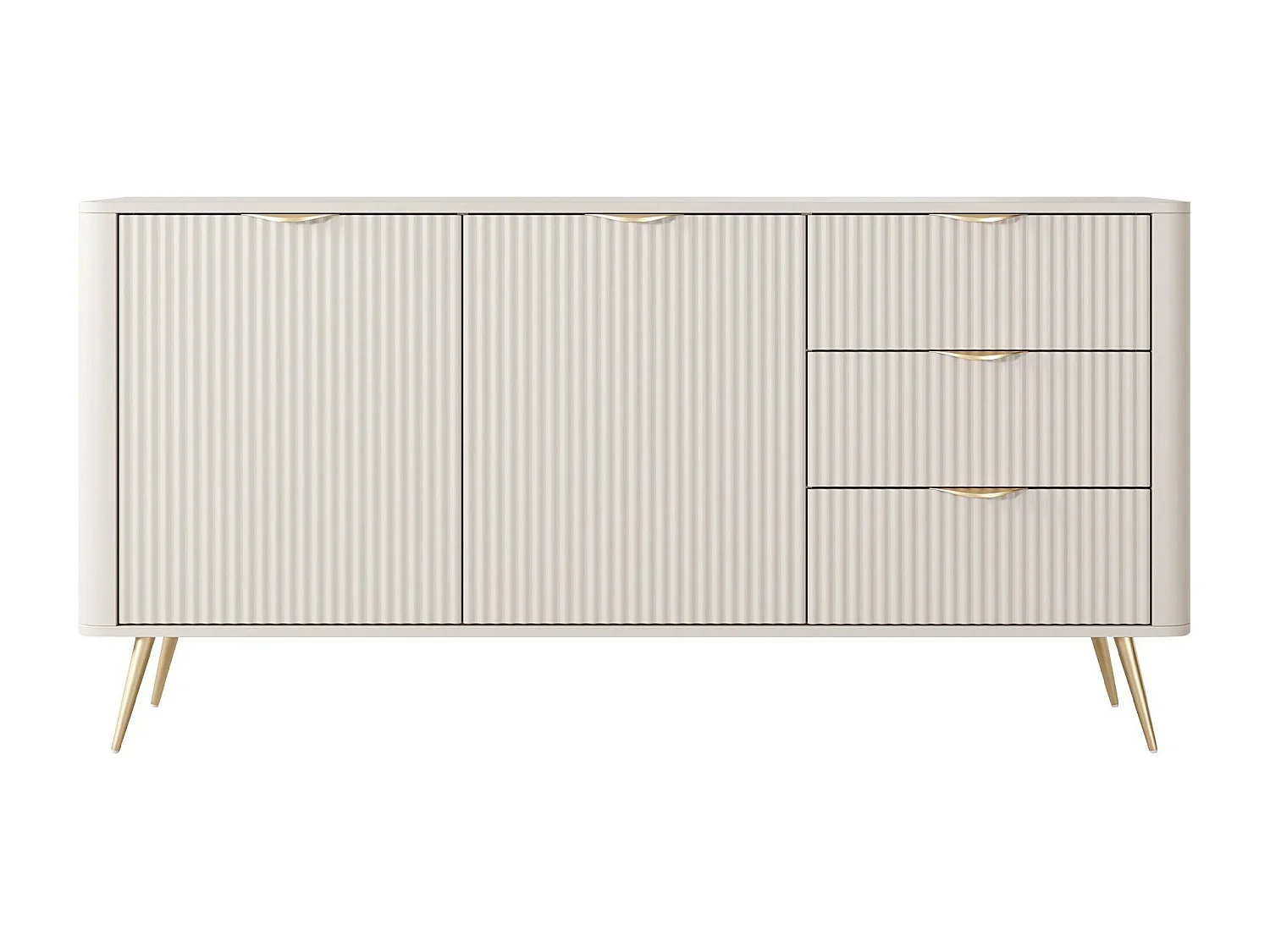 Commode Versoe 101, Beige, Tiroirs et portes, 82x164x38cm