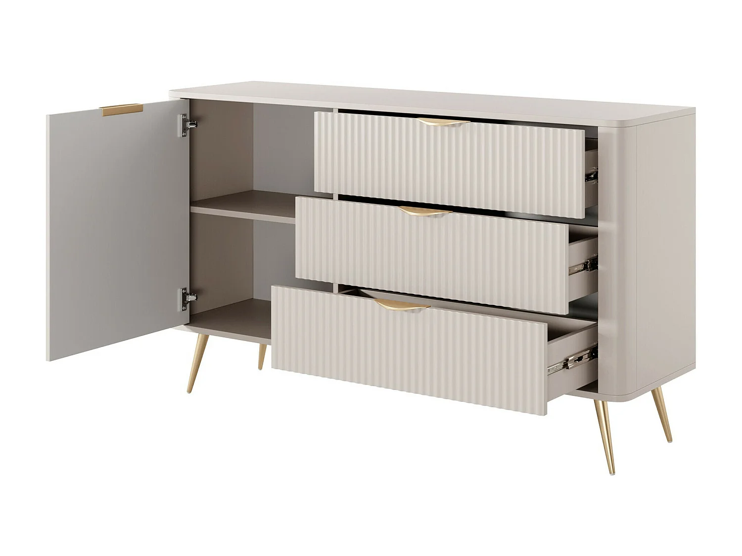 Commode Versoe 100, Beige, Tiroirs et portes, 82x139x38cm