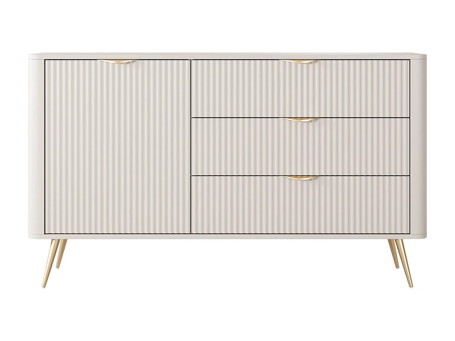 Commode Lectum, Beige, Tiroirs et portes, 82x139x38cm