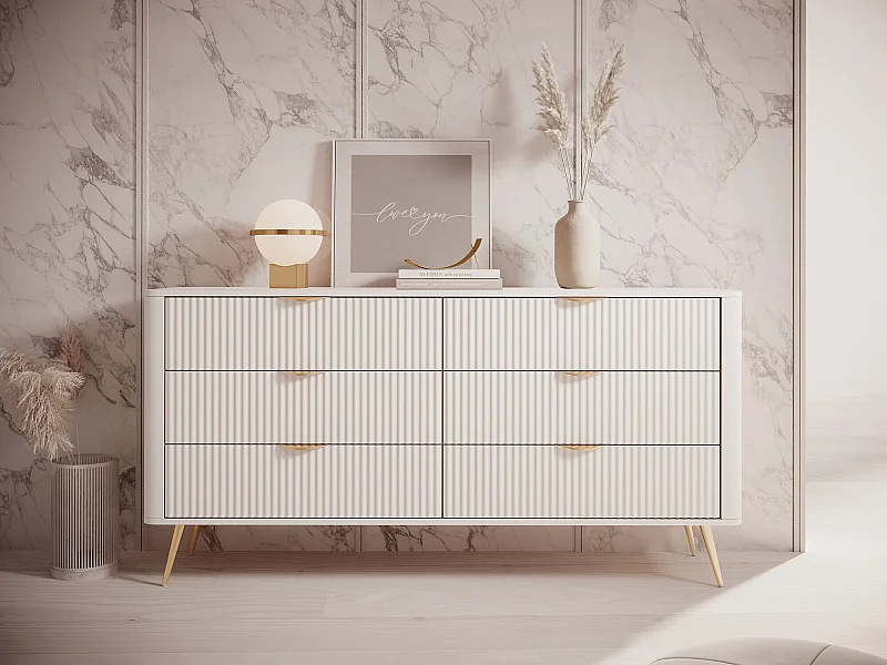 Commode Versoe 102, Beige, Avec tiroirs, 82x164x38cm