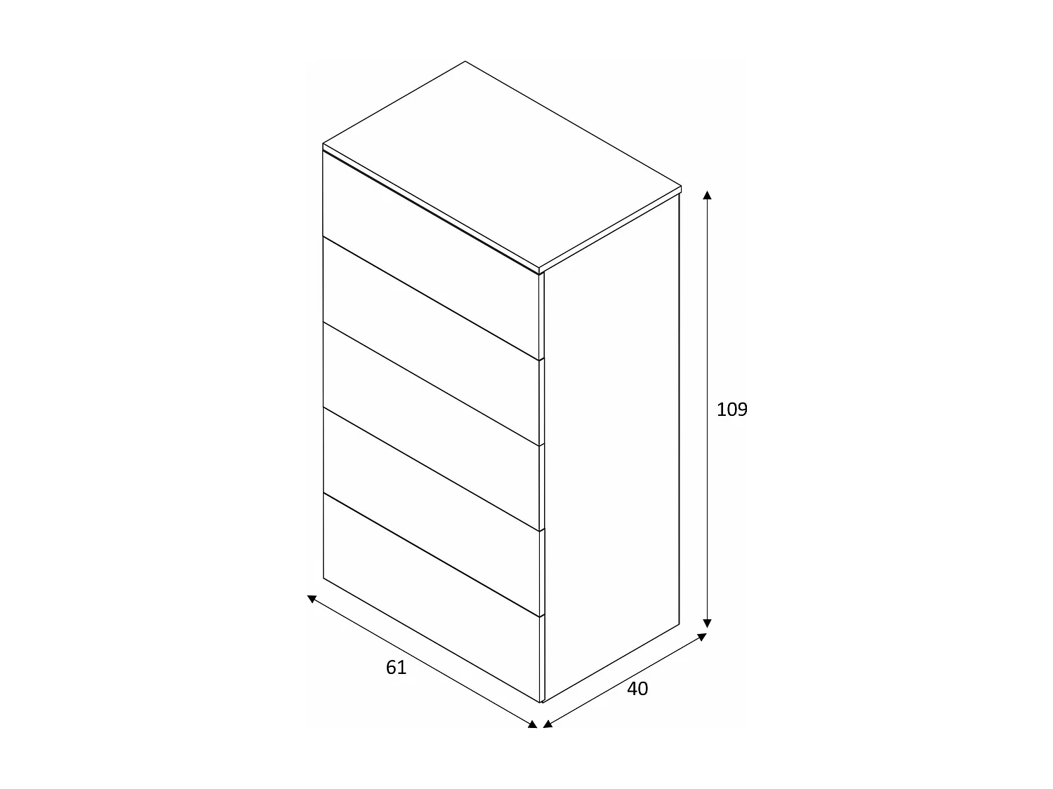 Commode avec 5 tiroirs - Blanc et bois naturel - CO81006