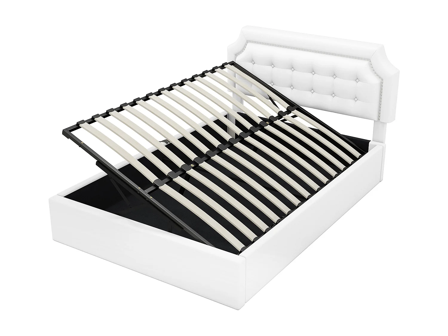 Lit plat rembourré blanc 140 * 200cm, Design minimaliste, intérieur élégant