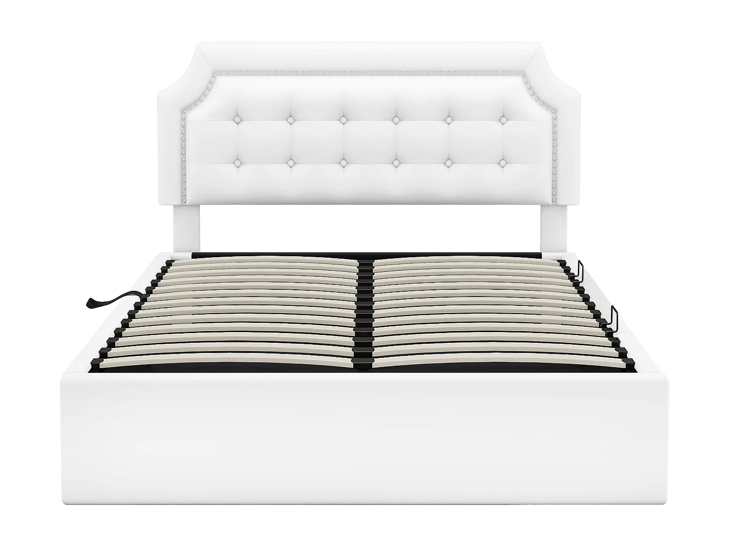 Lit plat rembourré blanc 140 * 200cm, Design minimaliste, intérieur élégant