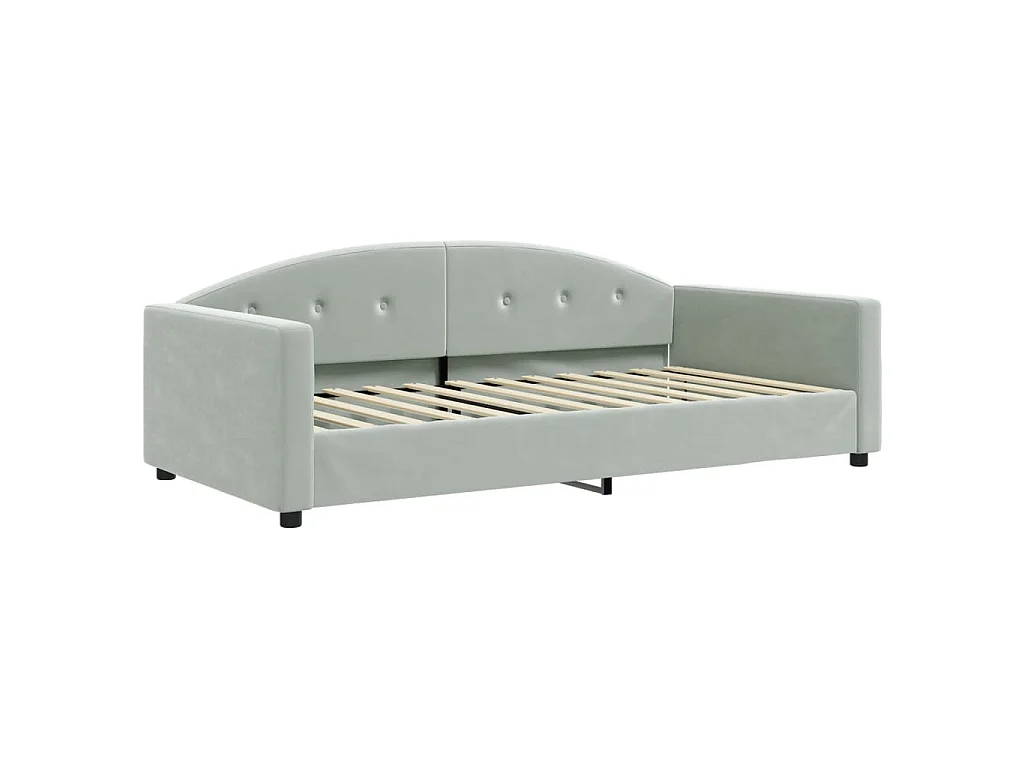 Lit de repos sans matelas gris clair 100x200 cm velours
