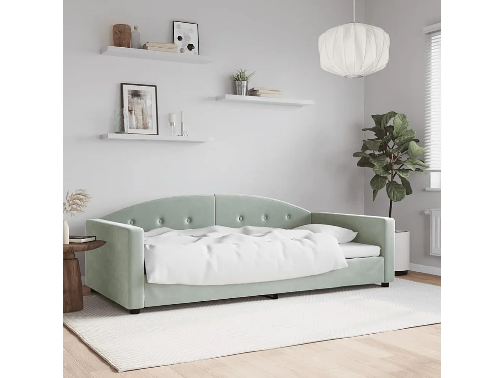 Lit de repos sans matelas gris clair 100x200 cm velours