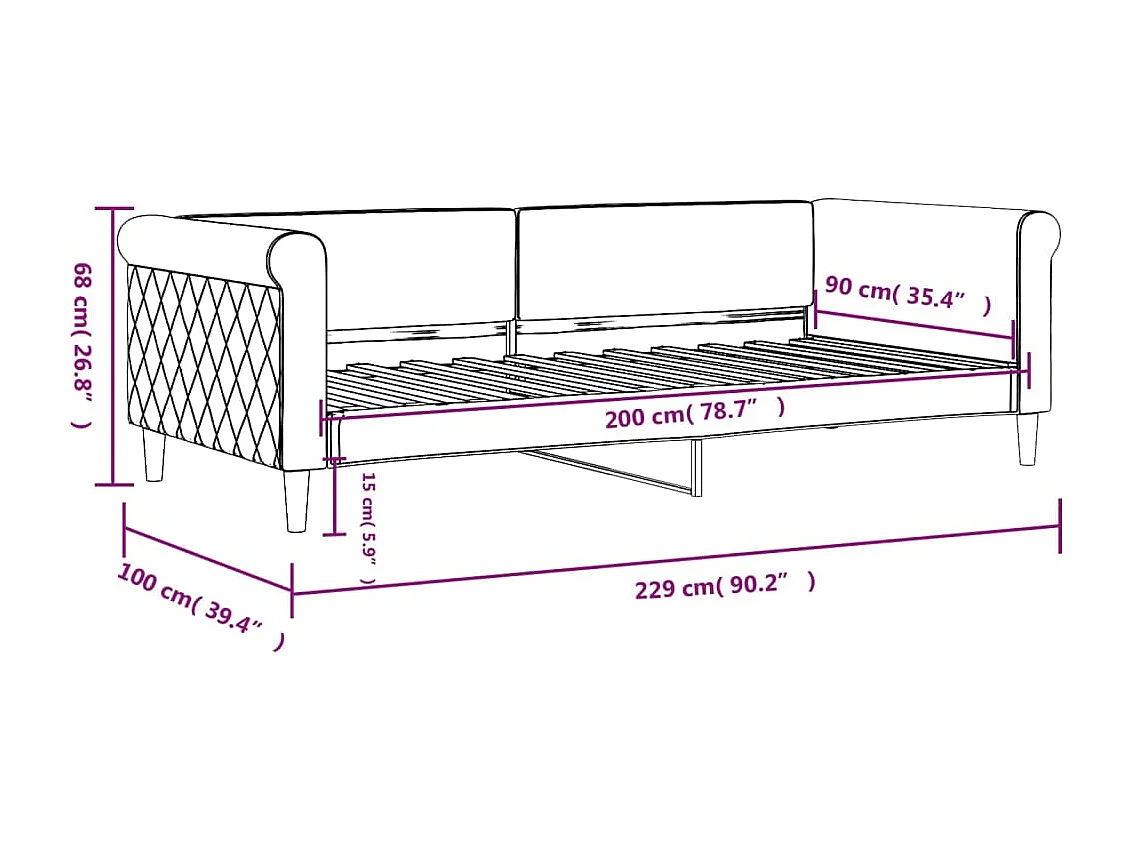 Sofá-cama 90x200 cm veludo rosa