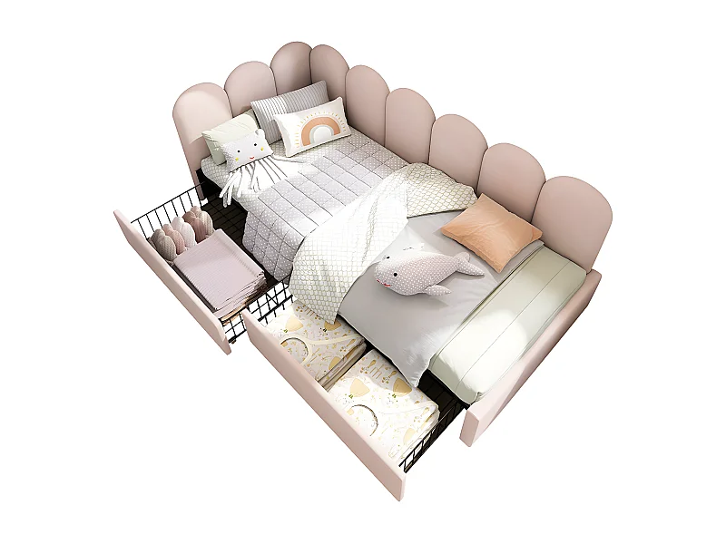 Cama acolchoada para adulto 180 x 1332 cm, sem cabeceira, com faixa LED (monocromática), base com suspensão hidráulica, bege.