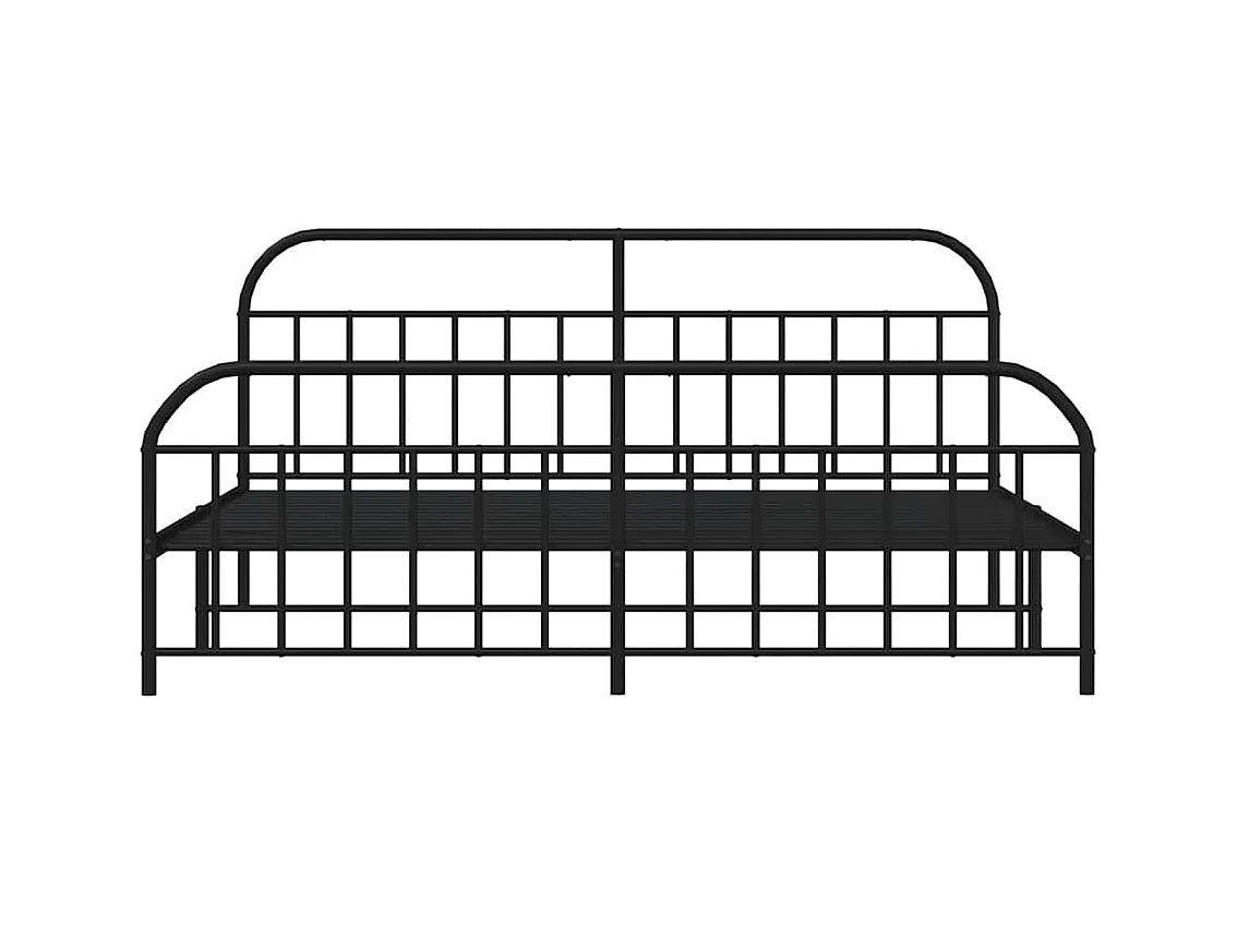 Cadre de lit métal sans matelas avec pied de lit noir 200x200cm