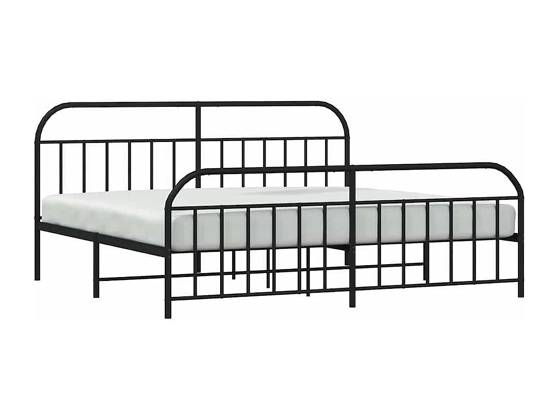 Cadre de lit métal sans matelas avec pied de lit noir 200x200cm