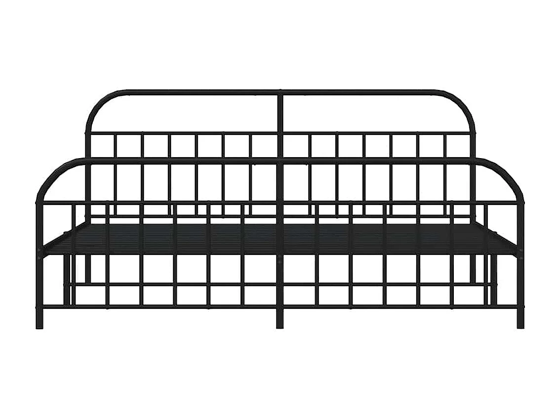 Cadre de lit métal sans matelas avec pied de lit noir 200x200cm