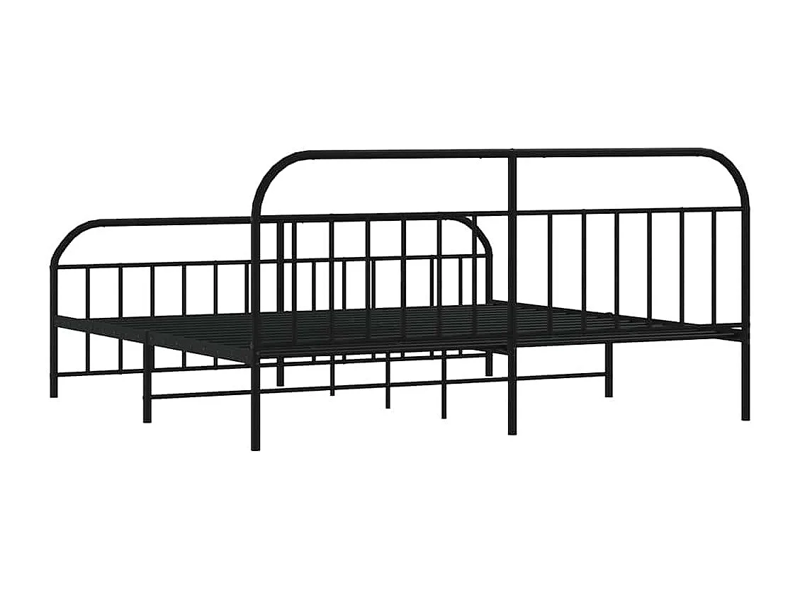 Cadre de lit métal sans matelas avec pied de lit noir 200x200cm