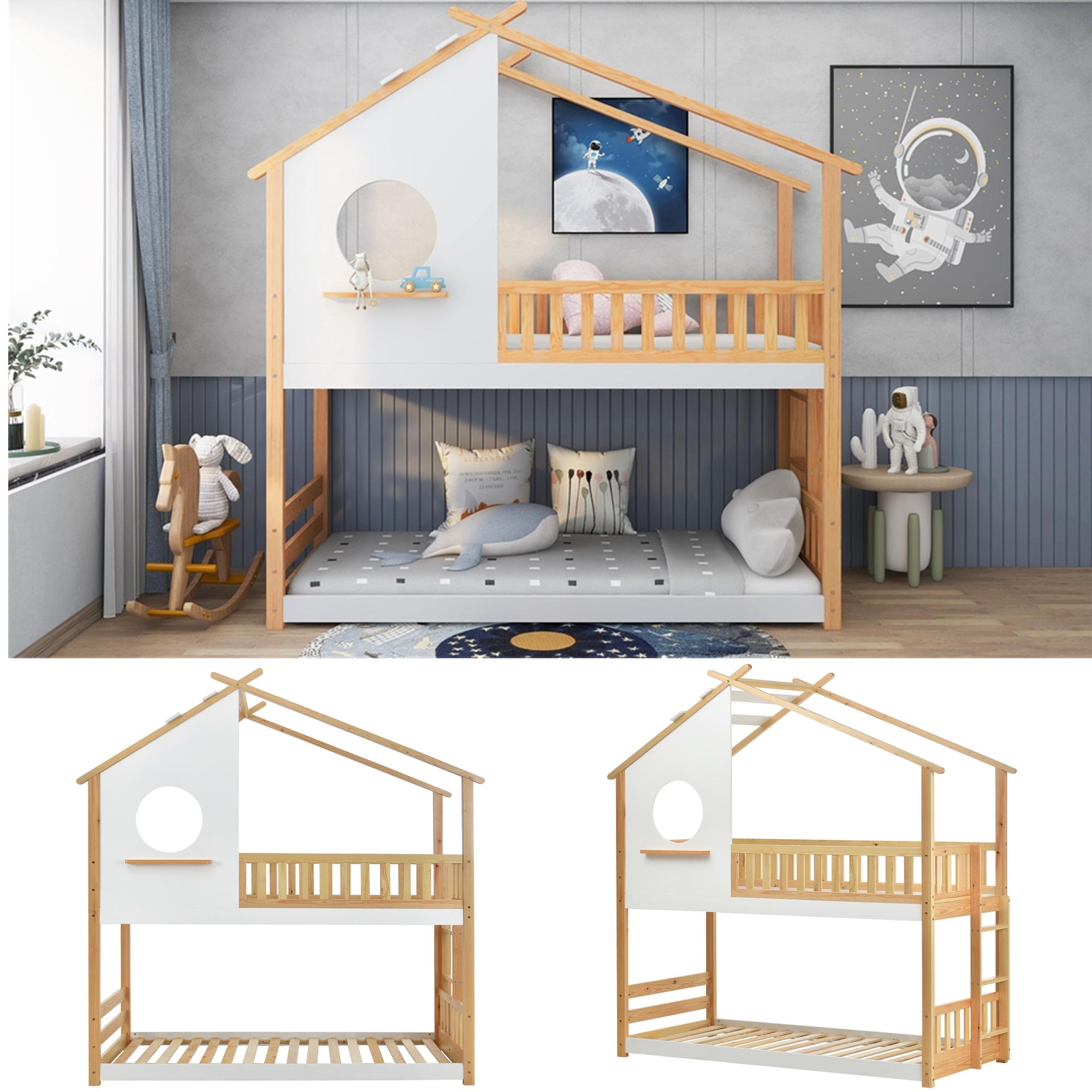 Lits Superposés Pour Enfant - 200 X 90 Cm - Lit Cabane Avec Échelle À 