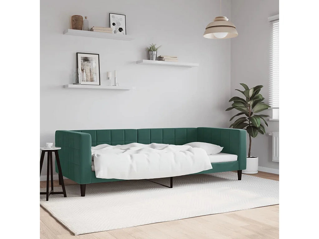 Sofá cama sin colchón terciopelo verde oscuro 90x200cm