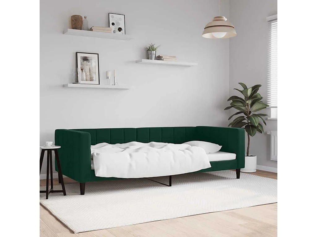 Lit de repos sans matelas vert foncé 90x200 cm velours