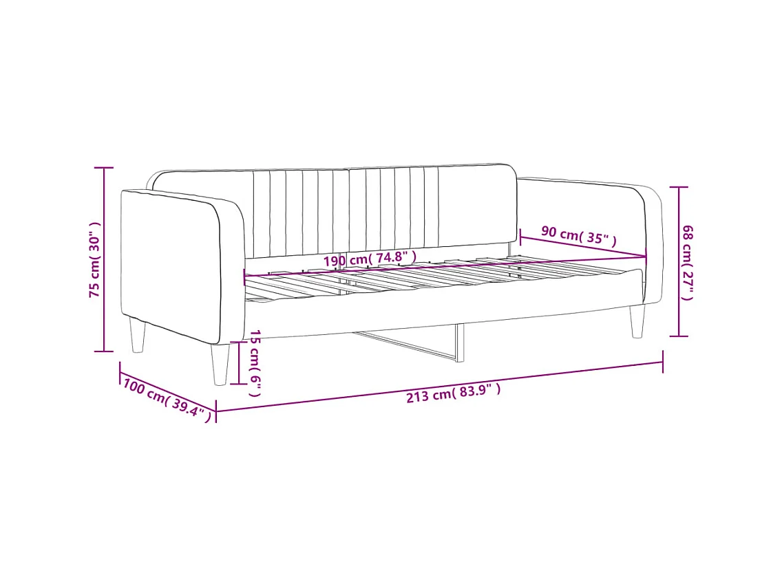 Lit de repos sans matelas gris clair 90x190 cm velours