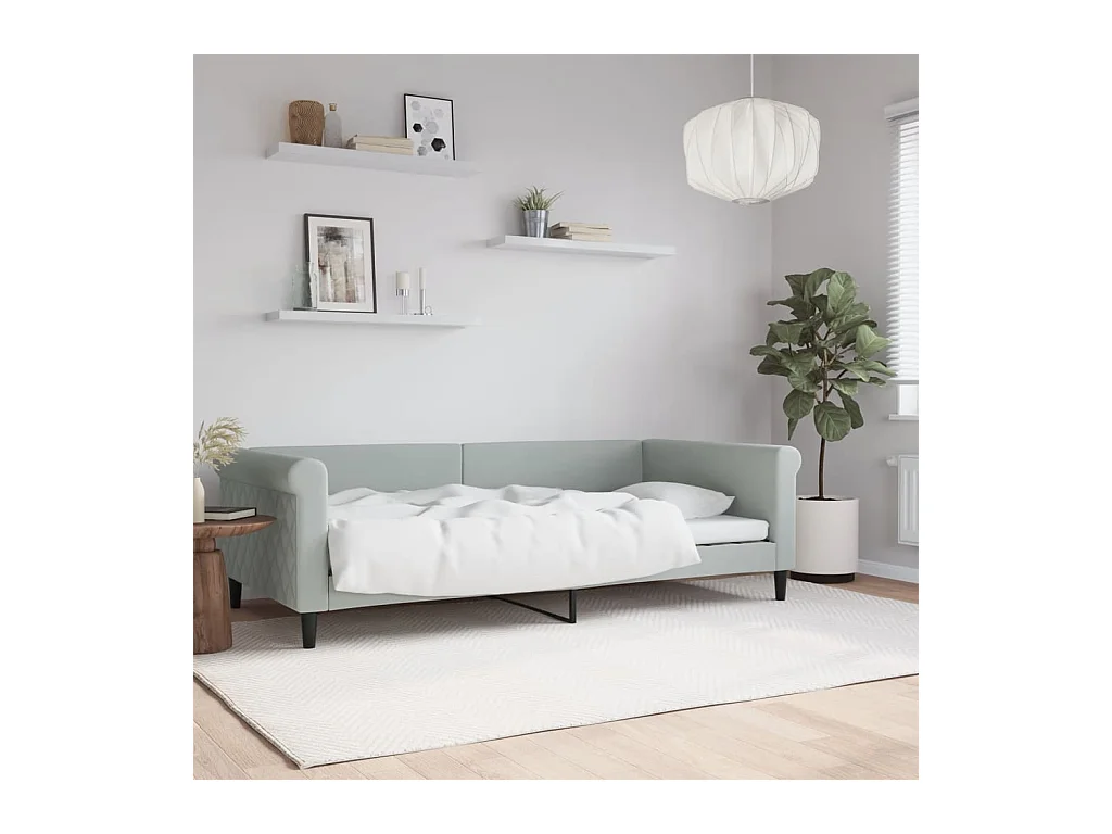 Lit de repos sans matelas gris clair 100x200 cm velours