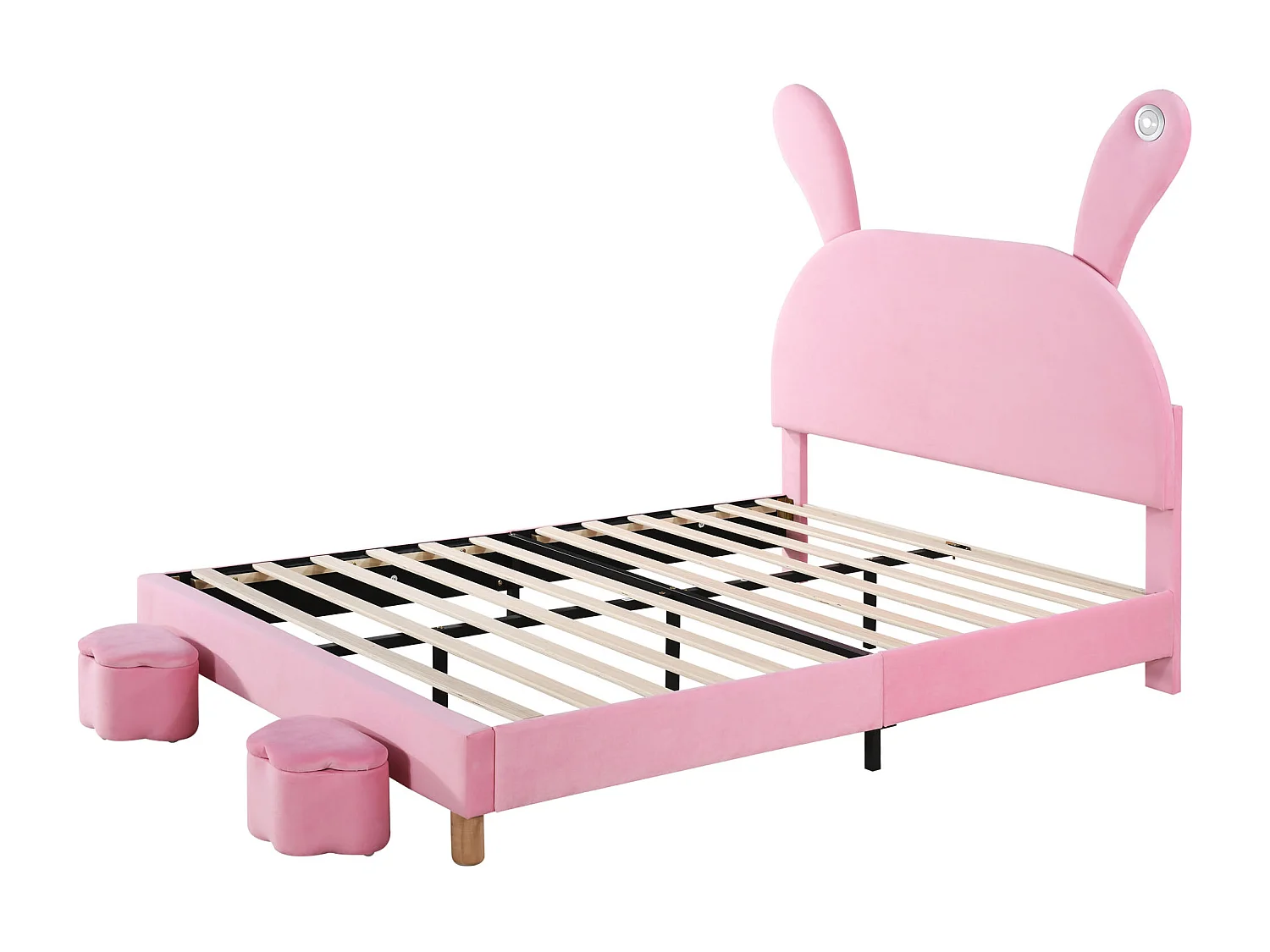 Cama acolchoada para adulto 180 x 550 cm, sem cabeceira, com faixa LED (monocromática), base com suspensão hidráulica, bege.