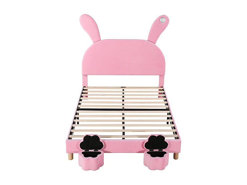 Cama acolchoada para adulto 180 x 550 cm, sem cabeceira, com faixa LED (monocromática), base com suspensão hidráulica, bege.