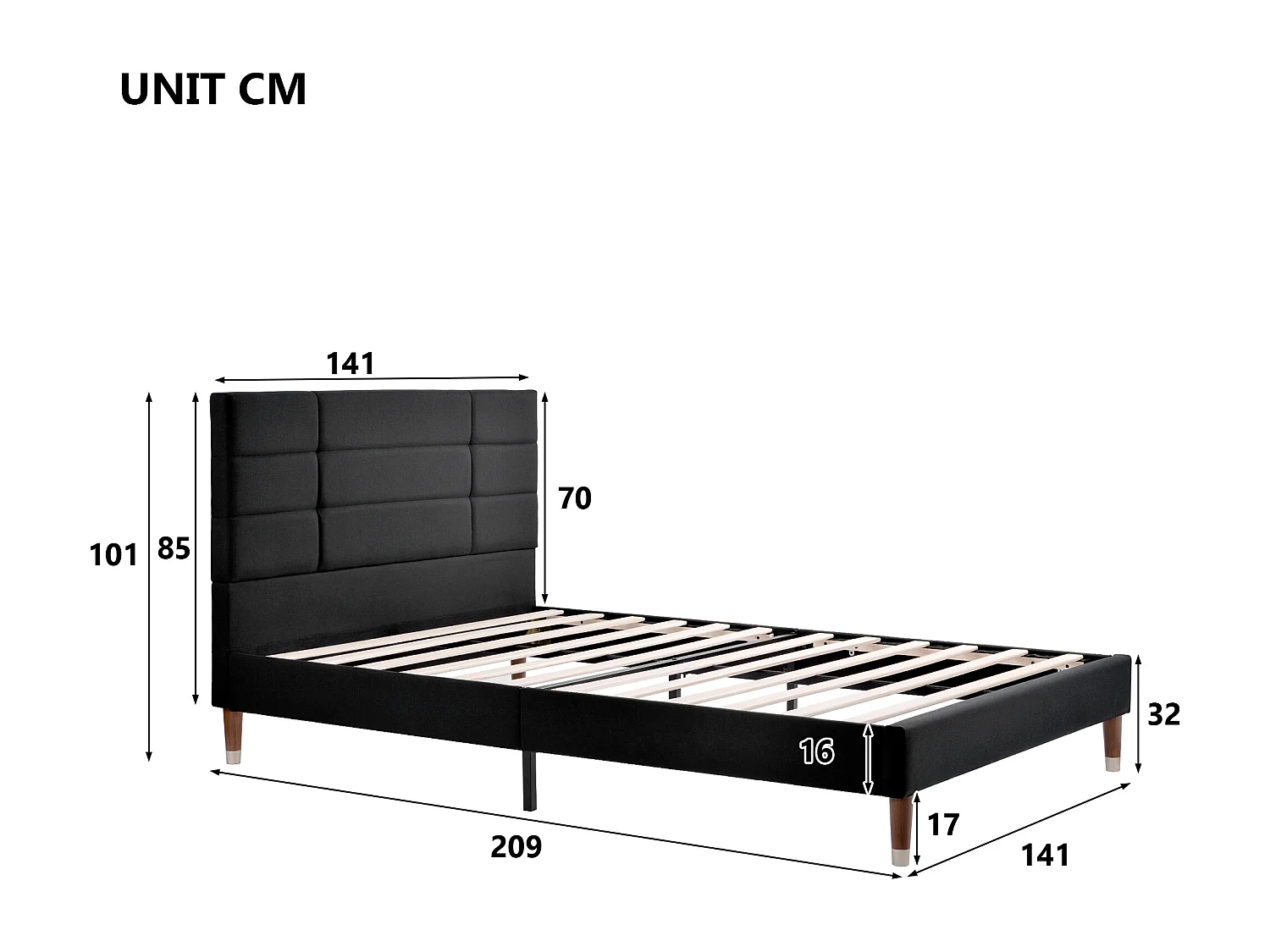 Cama acolchoada para adulto 180 x 1057 cm, sem cabeceira, com faixa LED (monocromática), base com suspensão hidráulica, bege.
