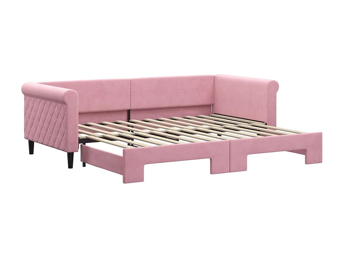 Lit de jour avec gigogne sans matelas rose 90x200 cm
