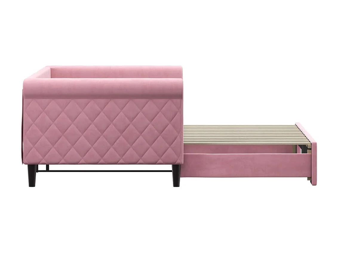 Lit de jour avec gigogne sans matelas rose 90x200 cm