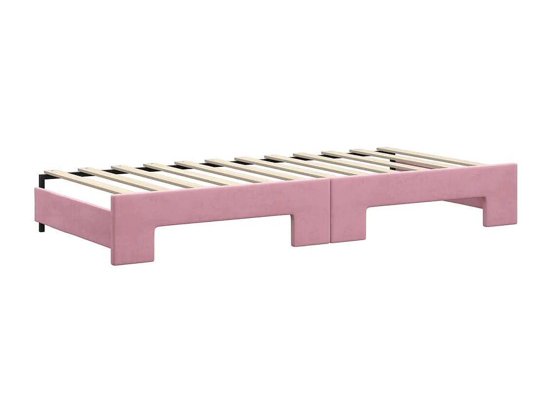 Lit de jour avec gigogne sans matelas rose 90x200 cm