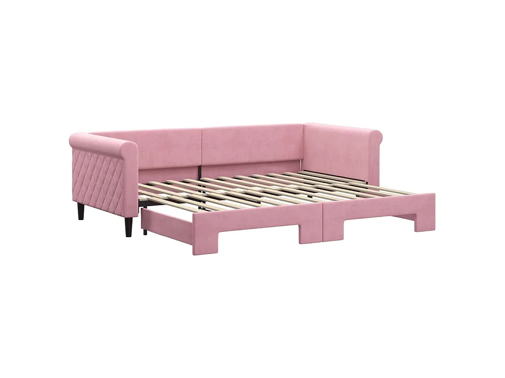 Divano Letto con Letto Estraibile Rosa 90x200 cm in Velluto