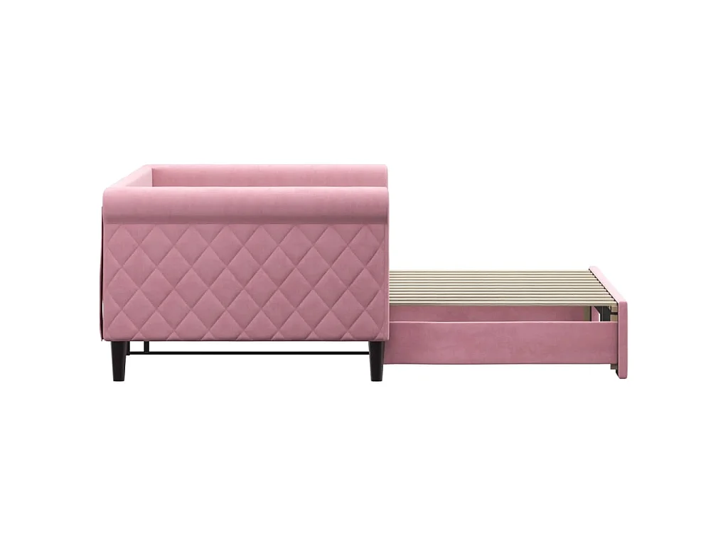Divano Letto con Letto Estraibile Rosa 90x200 cm in Velluto