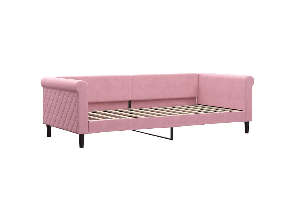 Divano Letto con Letto Estraibile Rosa 90x200 cm in Velluto