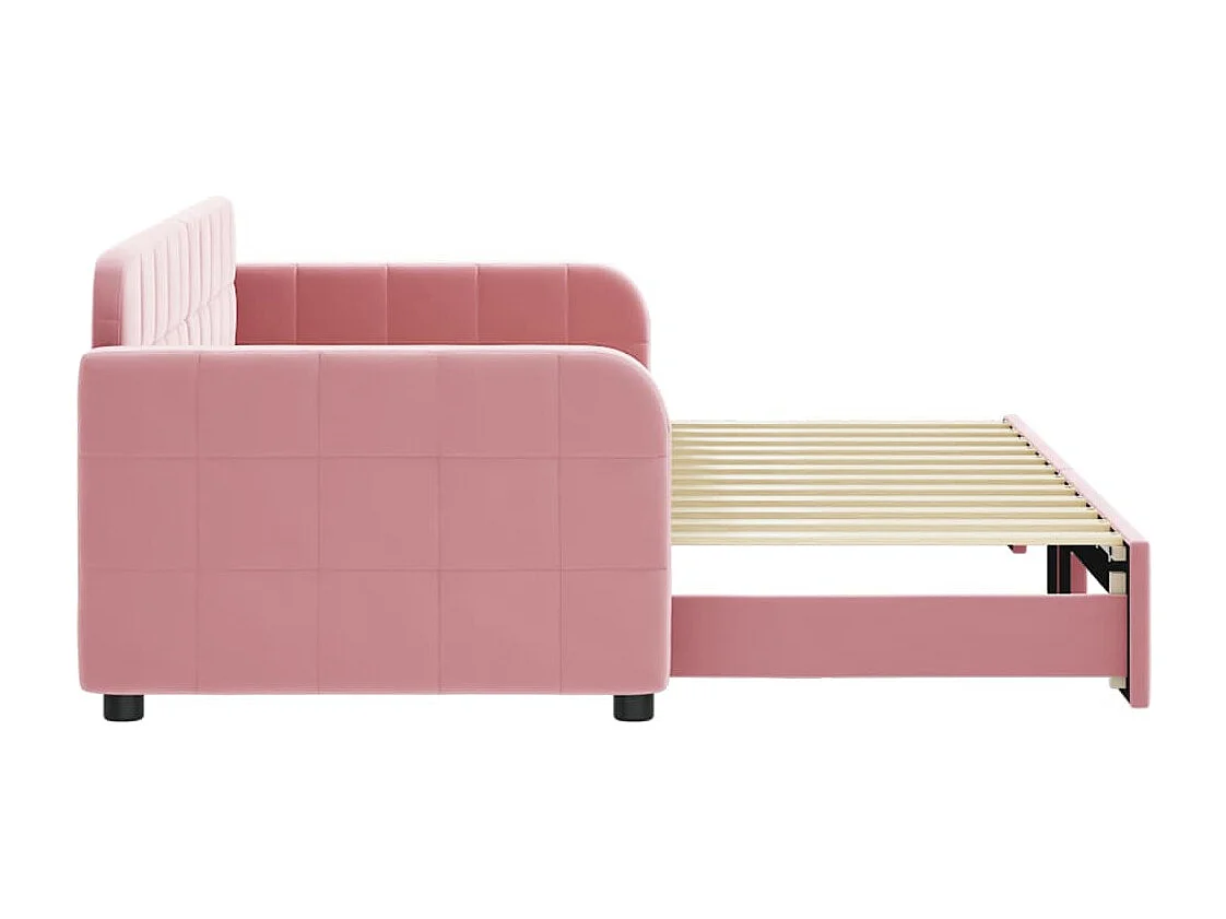 Lit de jour avec gigogne sans matelas rose 80x200 cm