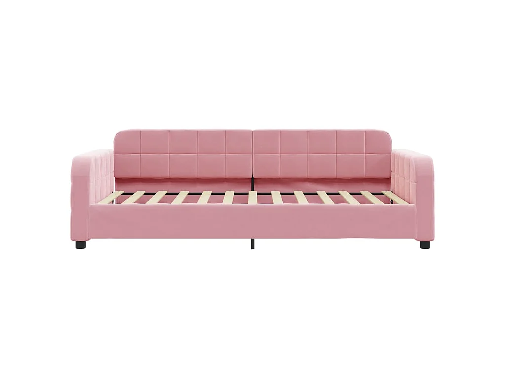 Slaapbank met onderschuifbed 80x200 cm fluweel roze